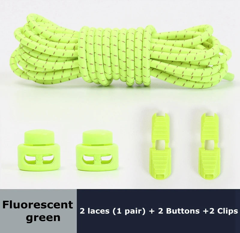 Round Shoe Laces Elastic No Tie Shoelaces Plastic Lock Suitable For All Sports Shoes Accessories Lazy Shoe Lace Rubber band