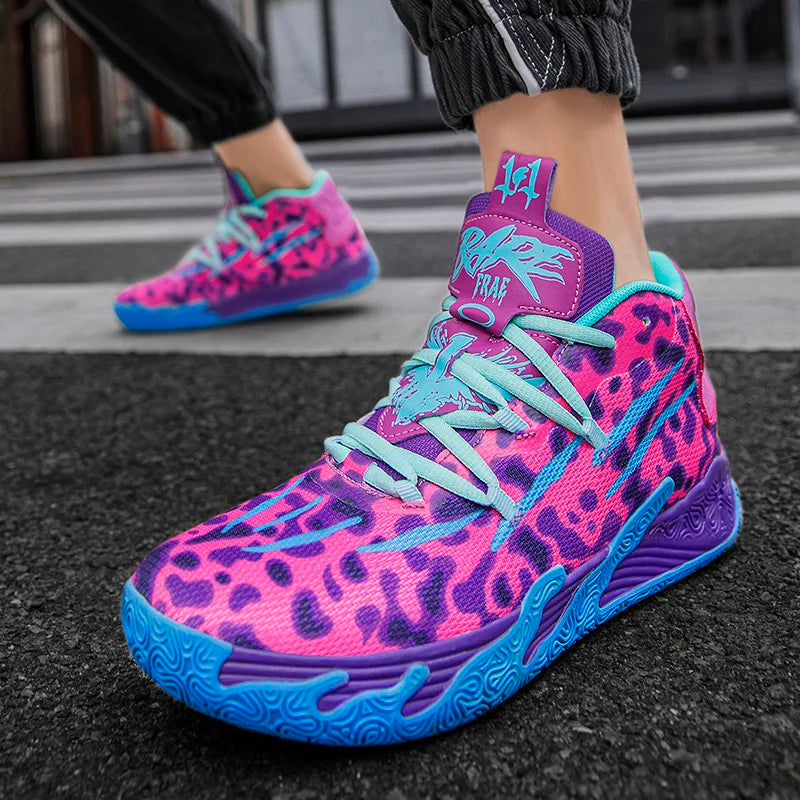 High-Top Basketball Sneakers – Breathable Cushioned Sports Shoes