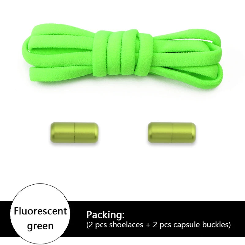 Elastic laces Sneakers Colorful Options No tie Shoelace for Sports Round Shoelaces without ties Adult Shoes Accessories