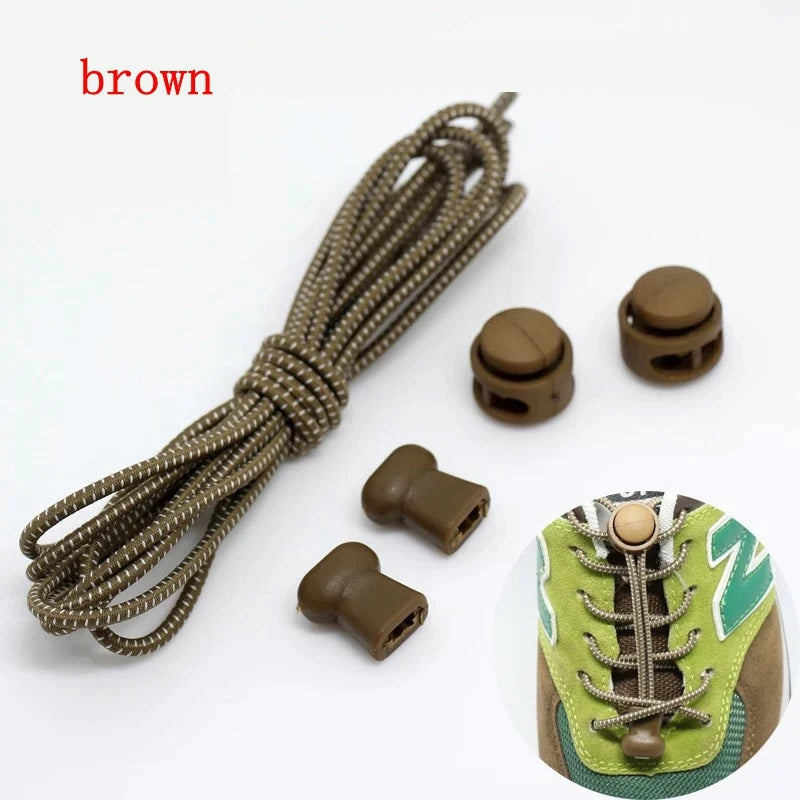 1 Pair 22 Colors Elastic Shoelaces Round Locking No Tie Shoe Laces  Adult Quick Lazy Laces Rubber Sneakers Shoelace T1