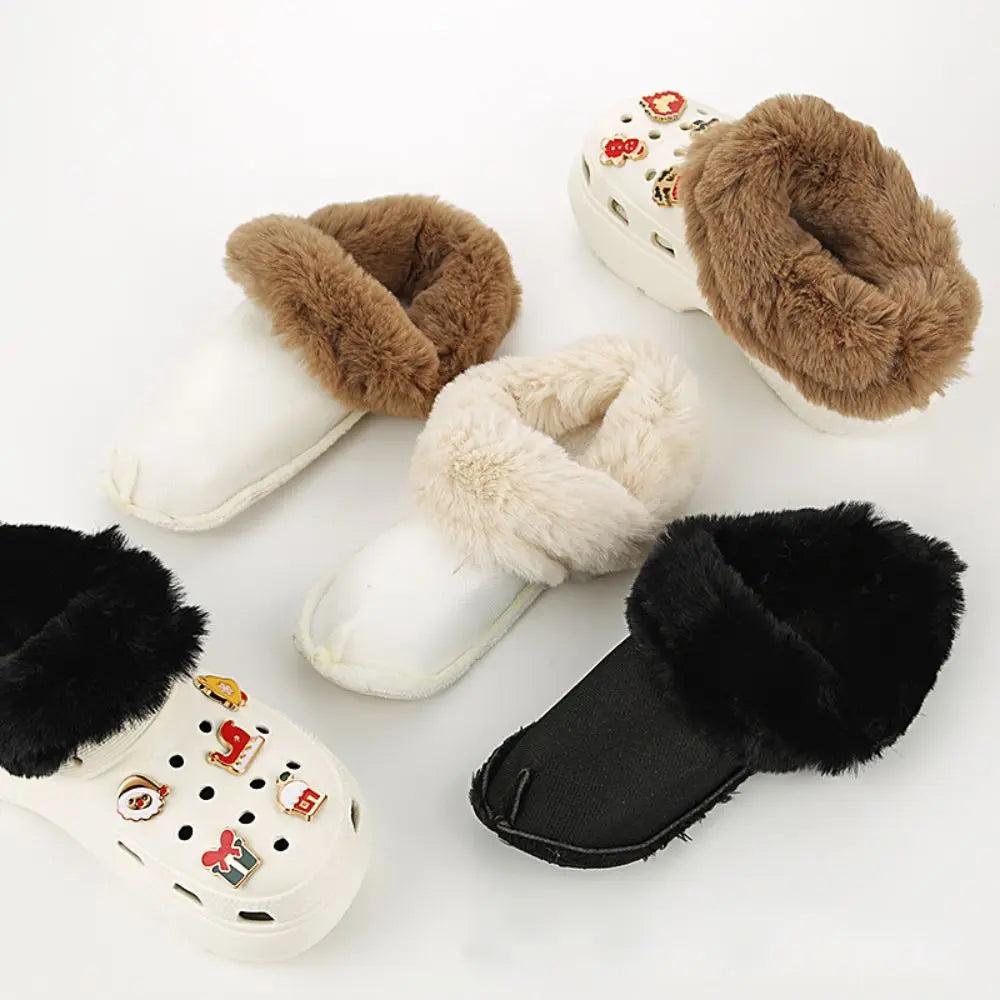 Pair Hole Shoes Plush Liner Winter Warm Inserts for Slippers Shoe Covers Soft Thickened Fur Lining Detachable Shoe Pads