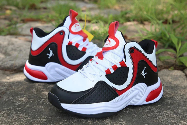 Men’s High-Top Basketball Shoes – Leather, Non-Slip, Cushioned Outdoor Sneakers