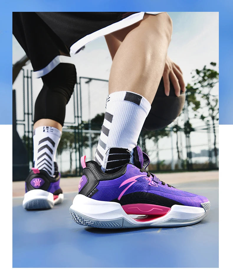 Reflective Basketball Shoes Original Shoes Basketball Sneakers Outdoor Rubber Anti Slip Sports Training Shoes Male