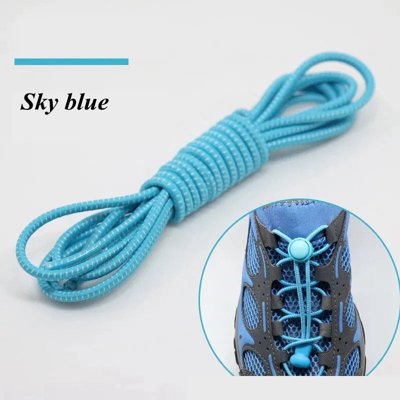 1 Pair 22 Colors Elastic Shoelaces Round Locking No Tie Shoe Laces  Adult Quick Lazy Laces Rubber Sneakers Shoelace T1