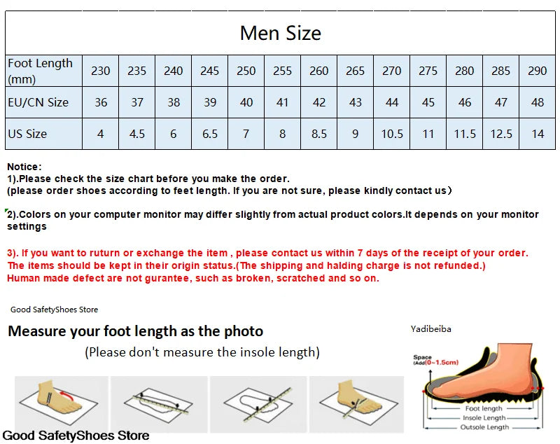 Steel Toe Safety Shoes Men Women Security Protection Work Shoes Lightweight Safety Boots Air Cushion Indestructible Shoes