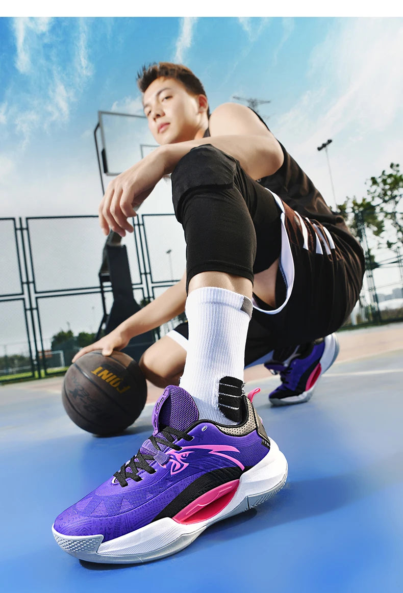Reflective Basketball Shoes Original Shoes Basketball Sneakers Outdoor Rubber Anti Slip Sports Training Shoes Male