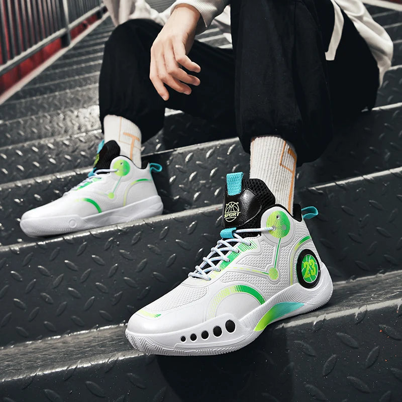 Men's Basketball Shoes Breathable Cushioning Non-Slip Wearable Sports Shoes Gym Training Athletic Basketball Sneakers for Women