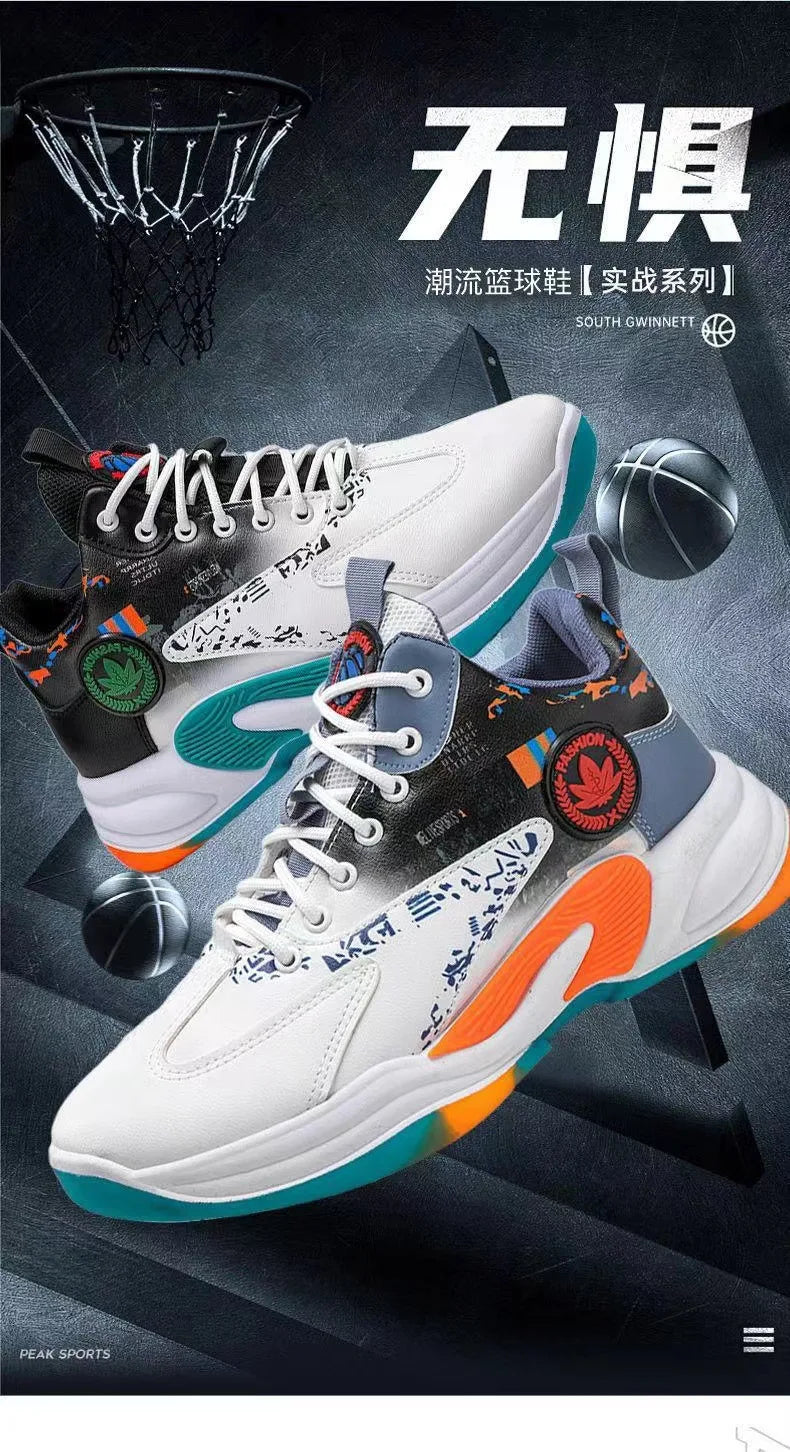 Men’s High-Top Basketball Shoes – Breathable Outdoor Sport Sneakers
