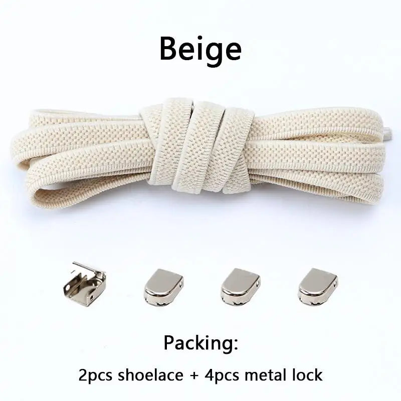 No tie Shoe laces Elastic laces Sneakers Flat Shoelaces without ties Quick Shoelace for Shoes  Adult One Size fits All Shoes