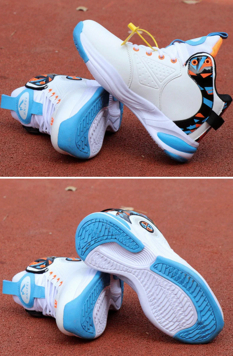 Men’s High-Top Basketball Shoes – Leather, Non-Slip, Cushioned Outdoor Sneakers