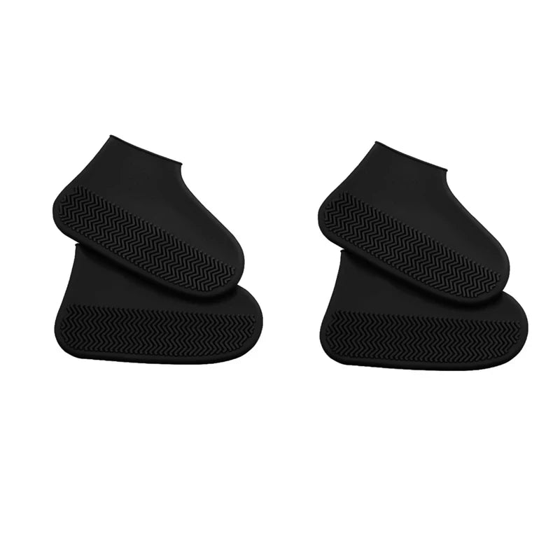 2pcs Waterproof Non-slip Silicone Shoe High Elastic Wear-resistant Unisex Rain Boots for Outdoor Rainy Day Reusable Shoe Cover