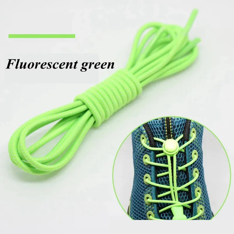 1 Pair 22 Colors Elastic Shoelaces Round Locking No Tie Shoe Laces  Adult Quick Lazy Laces Rubber Sneakers Shoelace T1
