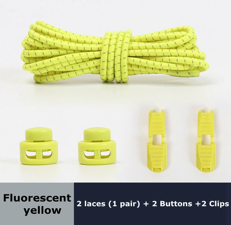 Round Shoe Laces Elastic No Tie Shoelaces Plastic Lock Suitable For All Sports Shoes Accessories Lazy Shoe Lace Rubber band
