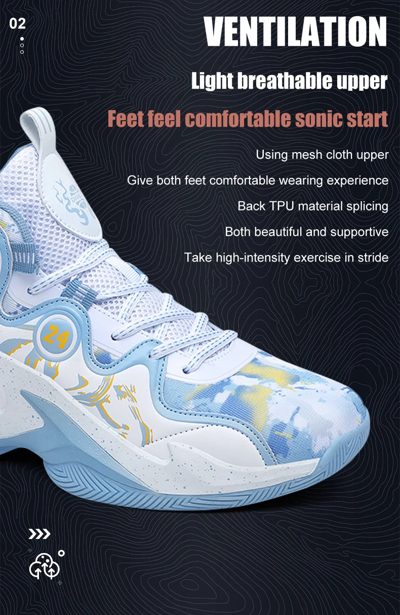 Men’s Basketball Shoes – Non-Slip, Breathable Outdoor Sneakers with Graffiti Design