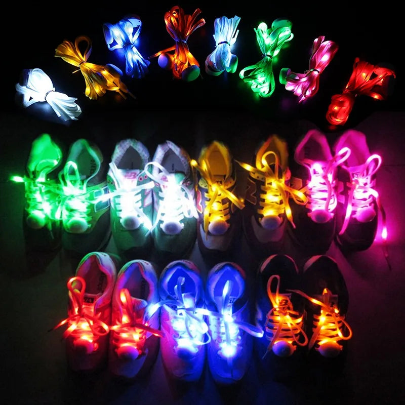 120cm LED Sport Luminous Shoelaces Glow Shoe Strings Round Flash Light Shoelaces Batteries LED Lazy Shoe Laces Party Decor