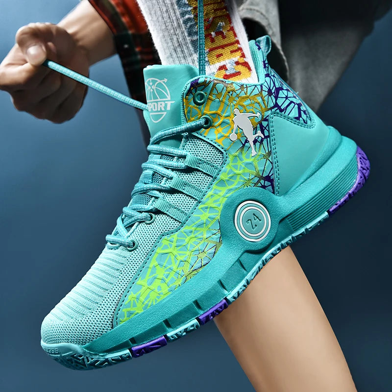 Basketball Shoes Men Field Training Non-slip High-top Luxyry Design Mesh Breathable Sneakers Pro Basketball Boots
