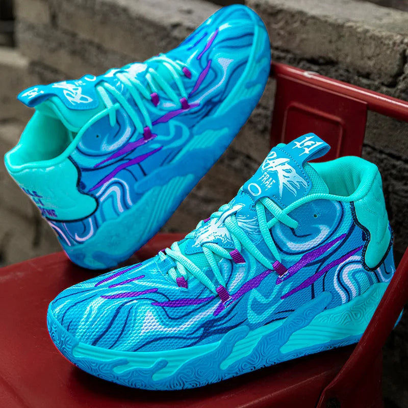 High-Top Basketball Sneakers – Breathable Cushioned Sports Shoes