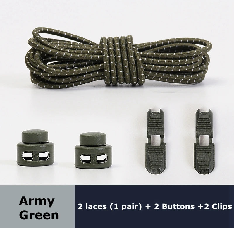 Round Shoe Laces Elastic No Tie Shoelaces Plastic Lock Suitable For All Sports Shoes Accessories Lazy Shoe Lace Rubber band