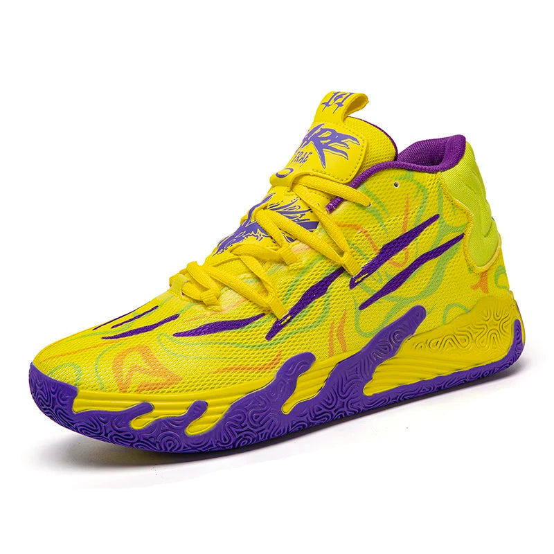High-Top Basketball Sneakers – Breathable Cushioned Sports Shoes