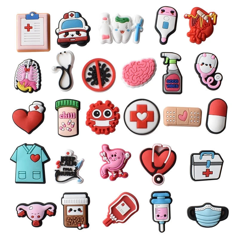 Pack Pins for Crocs Charms Shoes Accessories Dentistry Teeth Doctor Decoration Jeans Women Sandals Buckle Kids Favors Men Badges