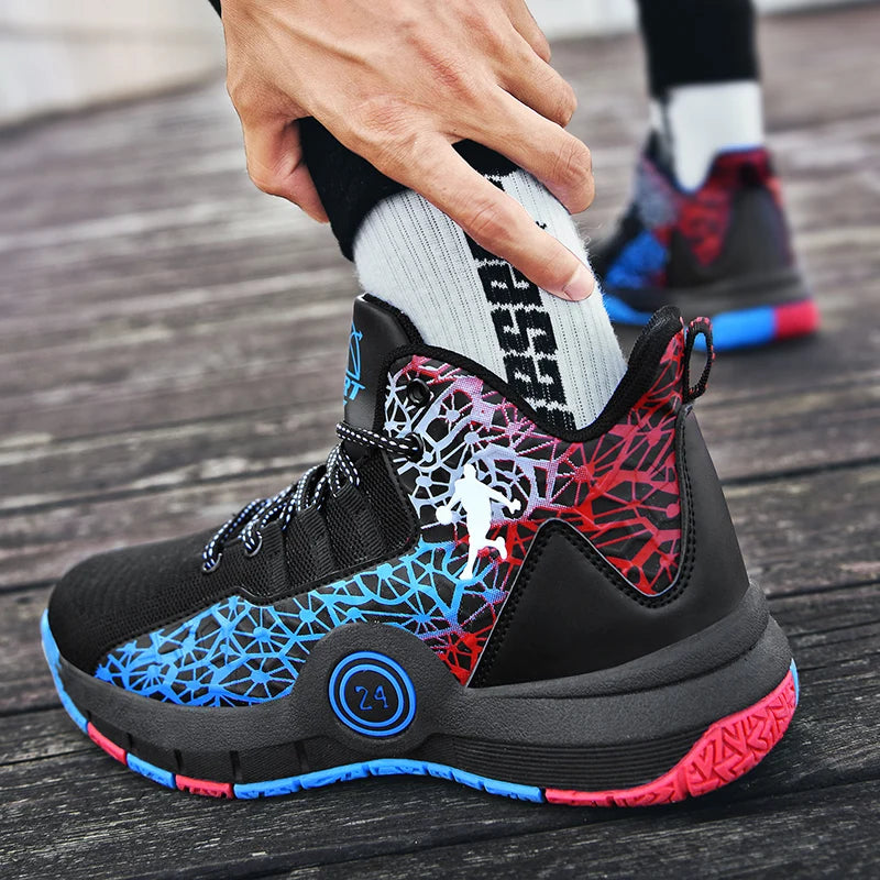 Basketball Shoes Men Field Training Non-slip High-top Luxyry Design Mesh Breathable Sneakers Pro Basketball Boots