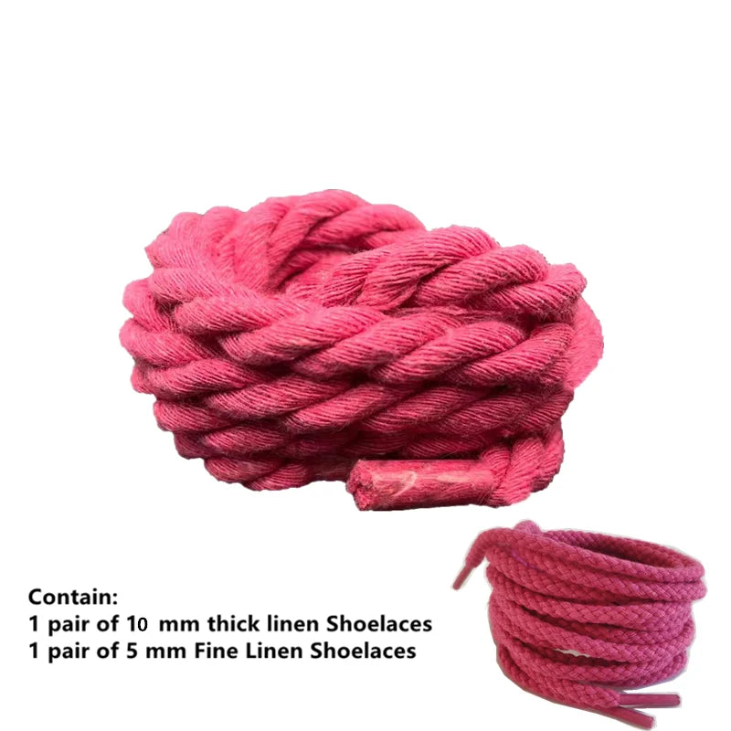 2 pair/set Vintage DIY Linen Cotton Weaving Style Bold Shoelaces Low-top Canvas Green Shoes laces Women Men Shoelaces Dropship