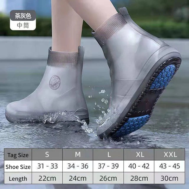 Reusable Rain Boots Waterproof Rain Shoes Covers Non Slip Silicone Overshoes Unisex Rubber Water Resistant Shoe Covers Rainy Day