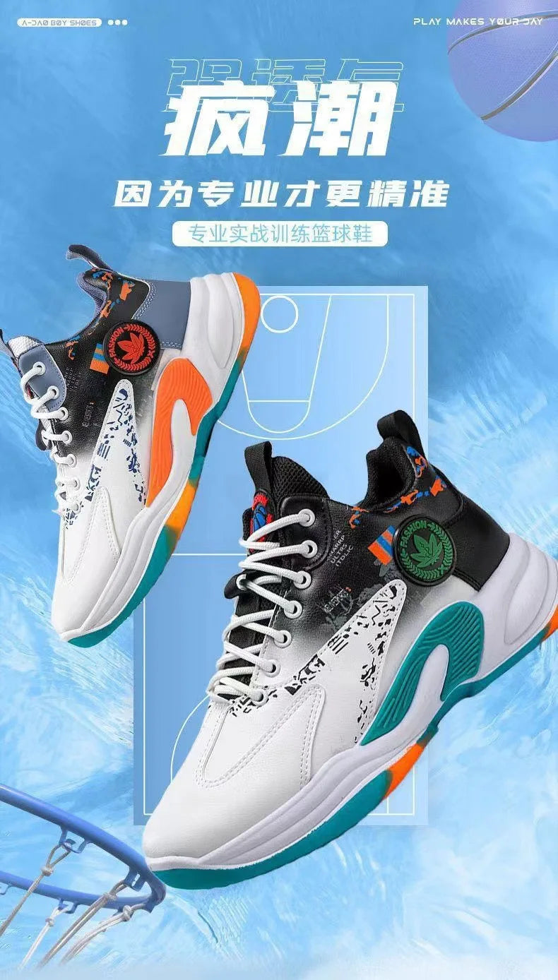 Men’s High-Top Basketball Shoes – Breathable Outdoor Sport Sneakers