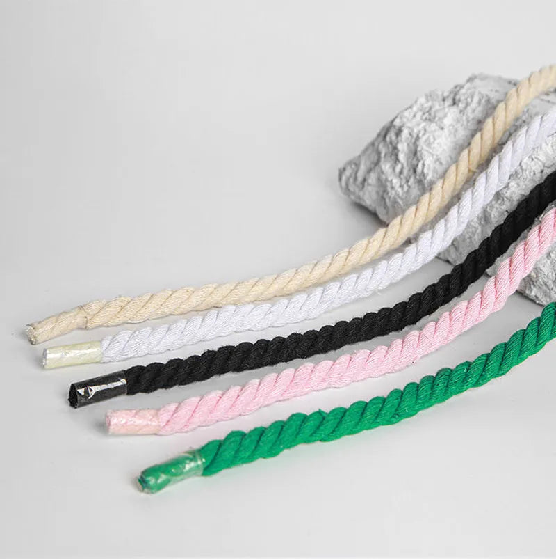 2 pair/set Vintage DIY Linen Cotton Weaving Style Bold Shoelaces Low-top Canvas Green Shoes laces Women Men Shoelaces Dropship