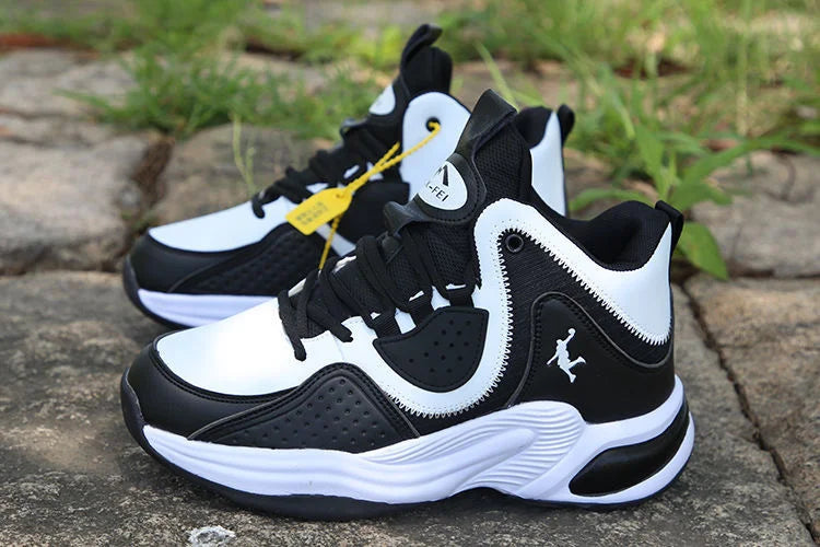 Men’s High-Top Basketball Shoes – Leather, Non-Slip, Cushioned Outdoor Sneakers