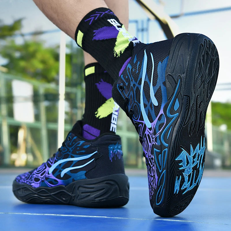 Mens Basketball Shoes Lightweight Comfortable Summer Fitness Training Shock-absorbing High-top Casual Walking Shoes for Men