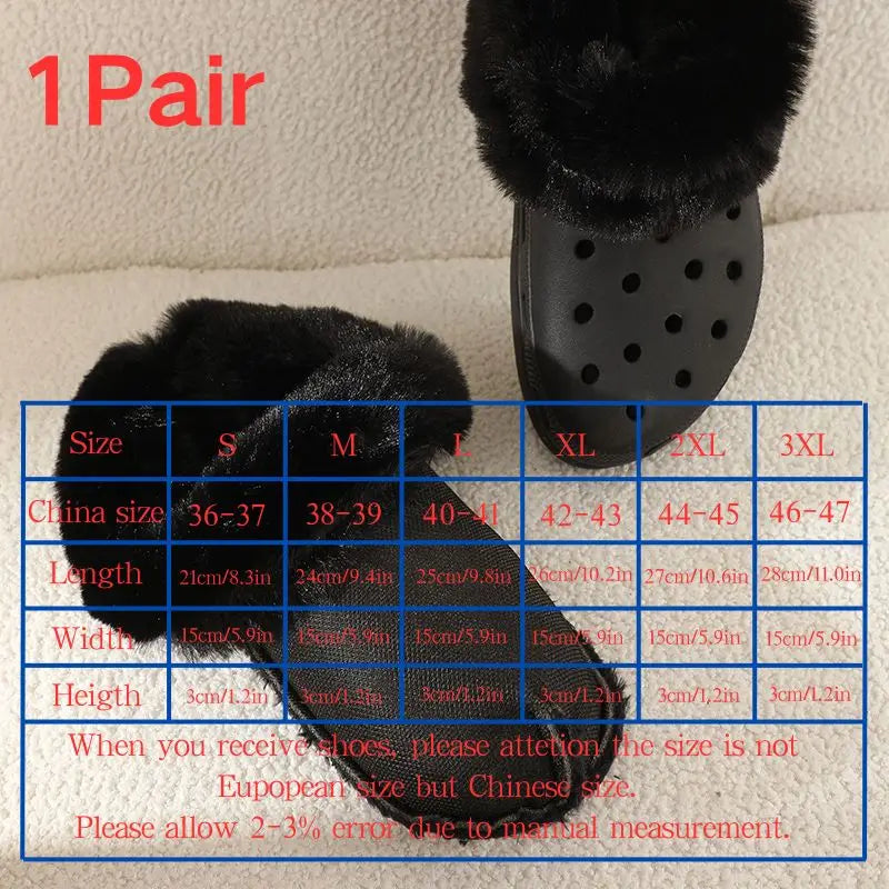 1Pair Plus Size Winter Warm Shoe Cover Clog Fur Lining Replacement Thicken Shoe Pads Clogs Slippers Plush Liner Shoe Accessories