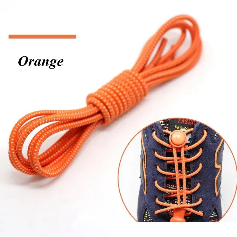 1 Pair 22 Colors Elastic Shoelaces Round Locking No Tie Shoe Laces  Adult Quick Lazy Laces Rubber Sneakers Shoelace T1