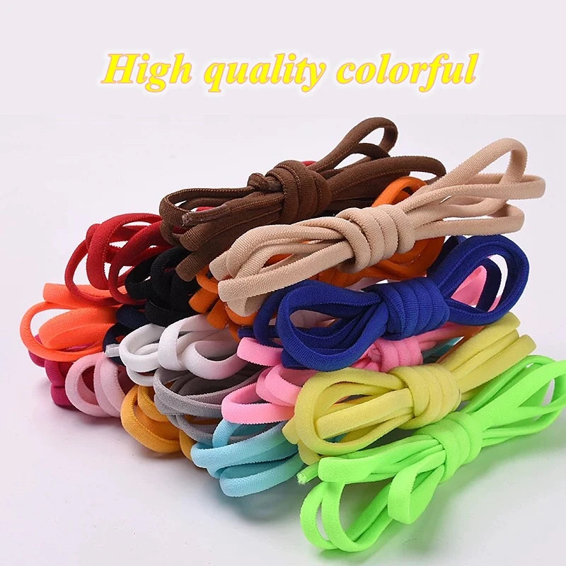 Elastic laces Sneakers Colorful Options No tie Shoelace for Sports Round Shoelaces without ties Adult Shoes Accessories