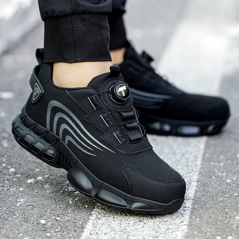 Rotary Button New Safety Shoes For Men, Anti-Impact And Anti-Piercing Work Shoes, Fashionable Men's sports Shoes, and Safety