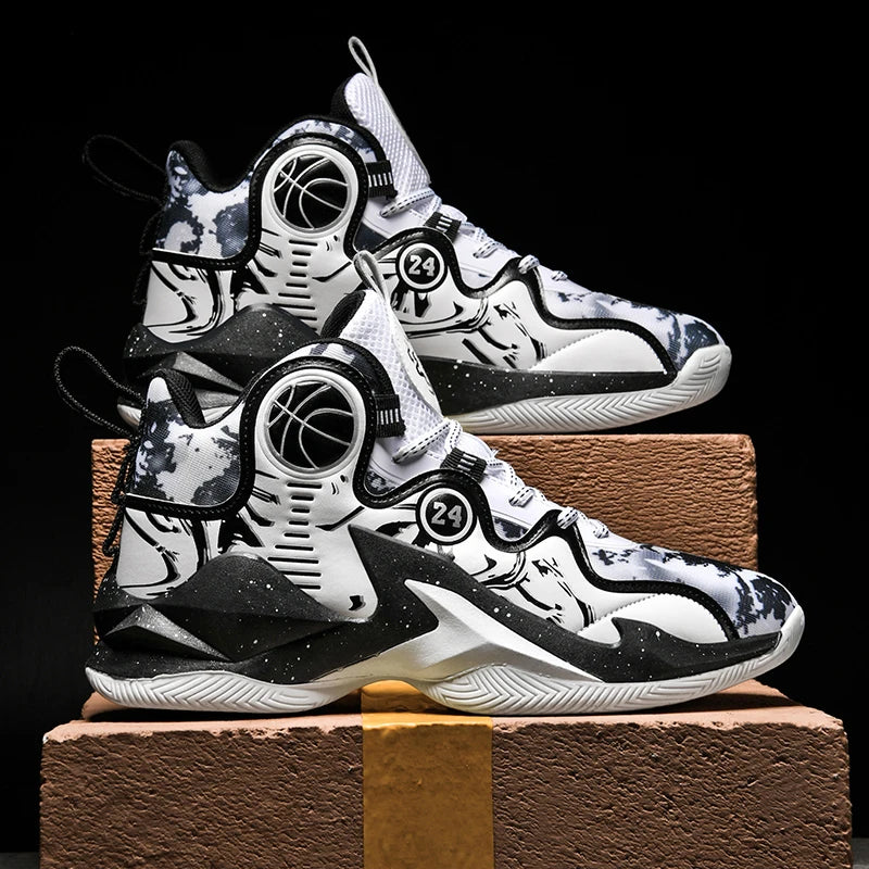 Men’s Basketball Shoes – Non-Slip, Breathable Outdoor Sneakers with Graffiti Design