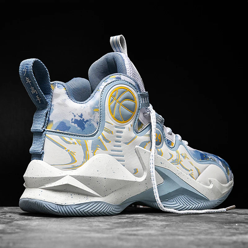 Men’s Basketball Shoes – Non-Slip, Breathable Outdoor Sneakers with Graffiti Design