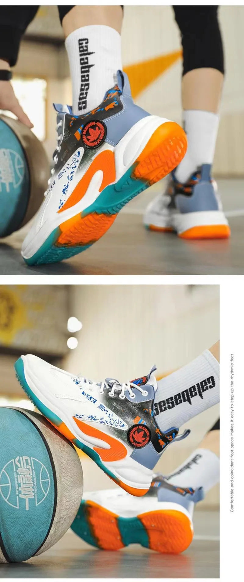 Men’s High-Top Basketball Shoes – Breathable Outdoor Sport Sneakers