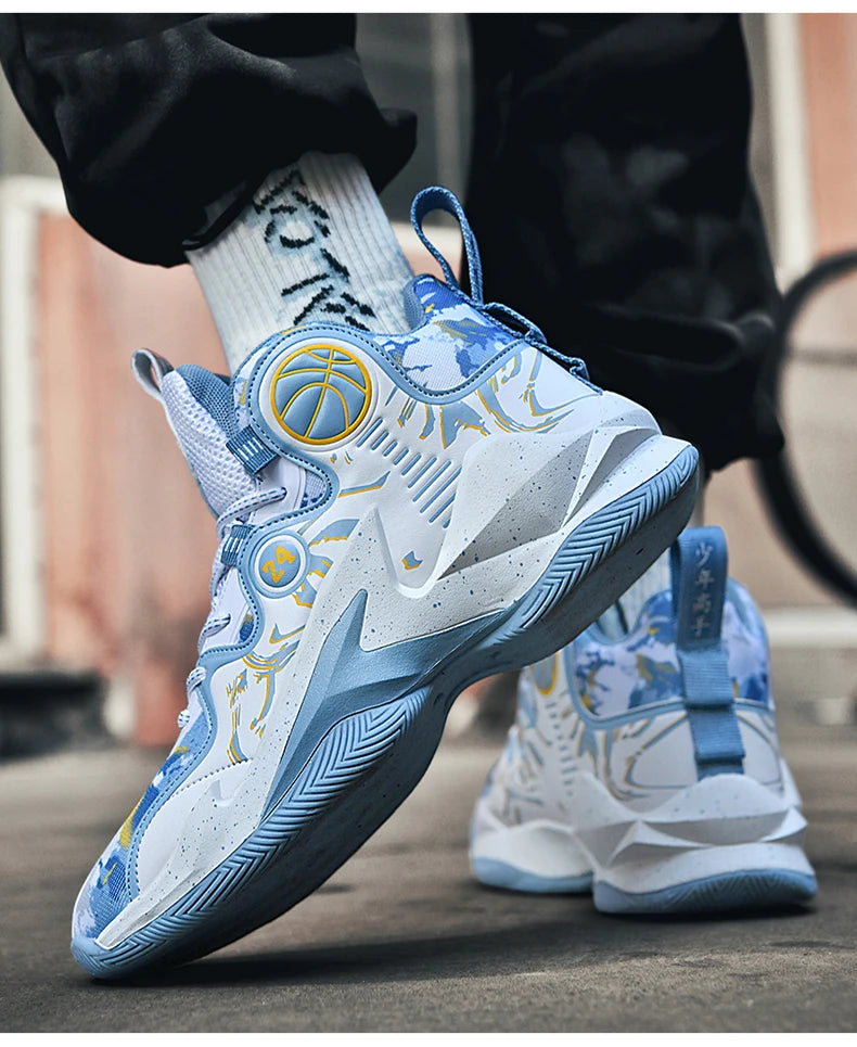Men’s Basketball Shoes – Non-Slip, Breathable Outdoor Sneakers with Graffiti Design
