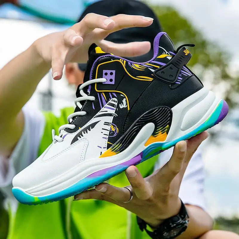Men’s High-Top Basketball Shoes – Breathable Outdoor Sport Sneakers