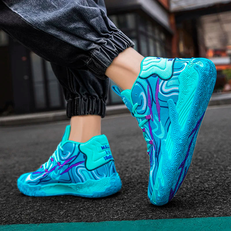 High-Top Basketball Sneakers – Breathable Cushioned Sports Shoes