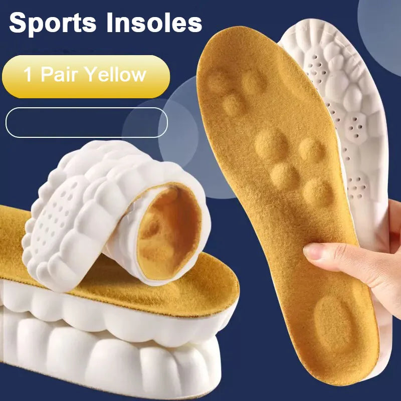 4D Latex Sports Shoes Insoles Super Soft High Elasticity Shoe Pads Anti-pain Deodorant Cushion Arch Support Foot Insole 1 Pair