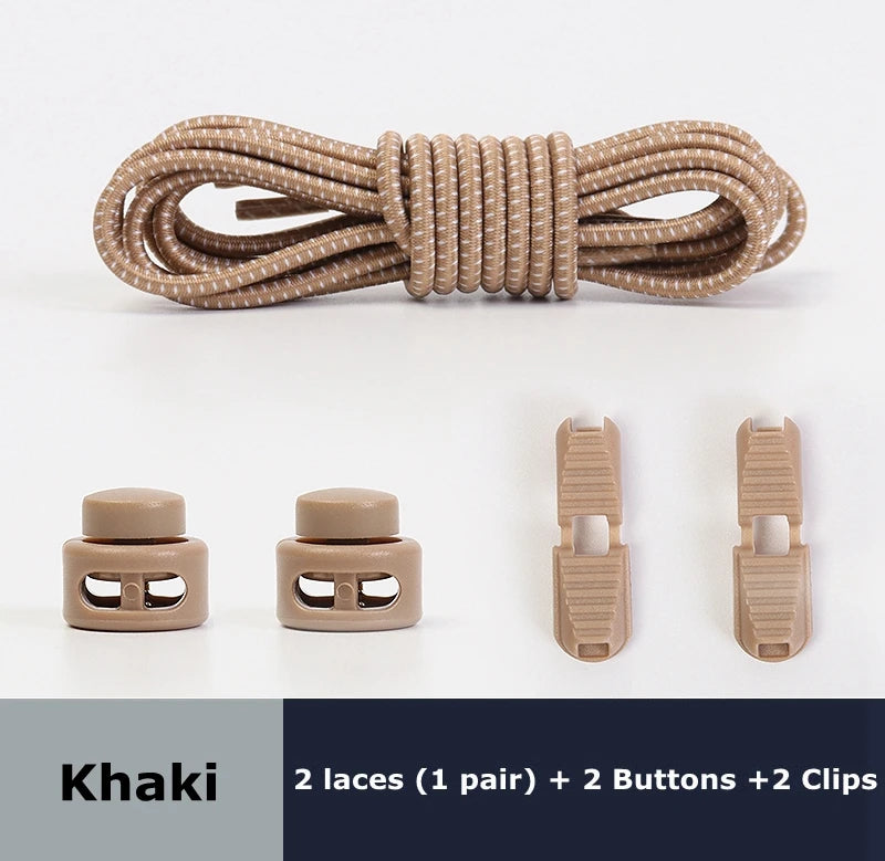 Round Shoe Laces Elastic No Tie Shoelaces Plastic Lock Suitable For All Sports Shoes Accessories Lazy Shoe Lace Rubber band