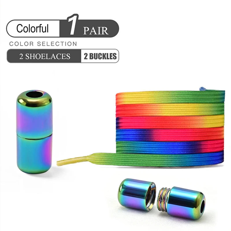 No Tie Shoe Laces Colorful Buckle Shoelaces Pearl Light Colorful Fashion Without Ties Elastic Laces Sneaker Kids Adult Widened