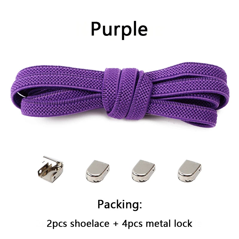 4Pcs No Tie Shoelaces Metal Buckles Elastic for Sneakers One Size Fits All Adult Quick Laces Lazy Sport Rubber Shoestrings