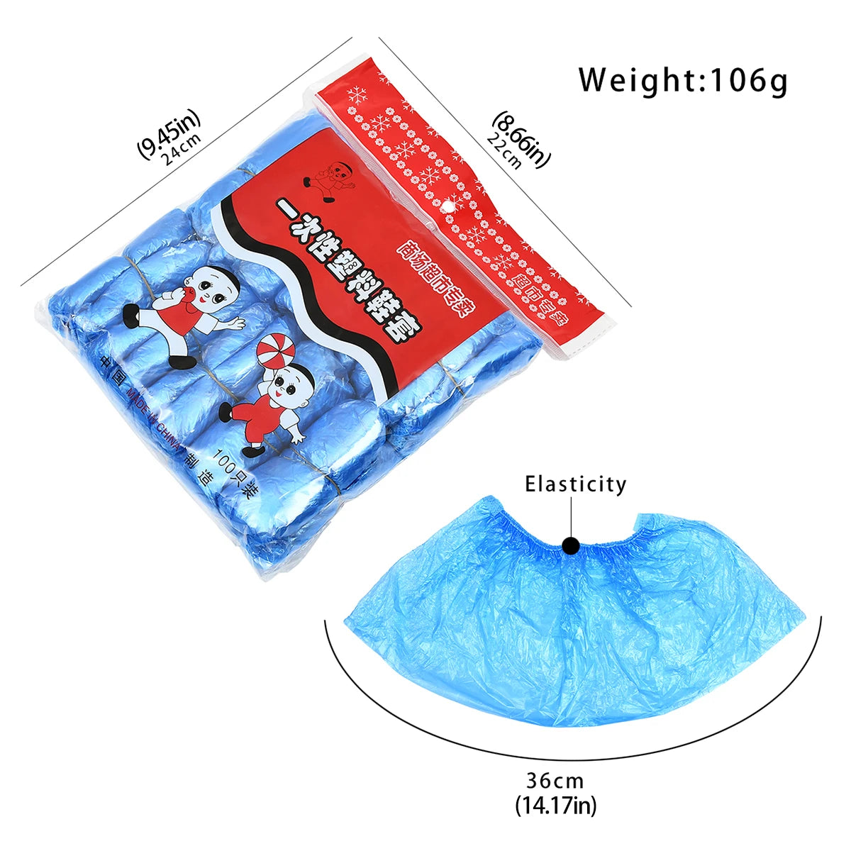 1Pack/100 Pcs Medical Waterproof Boot Covers Plastic Disposable Shoe Covers Overshoes Rain Shoe Covers Mud-proof Blue Color