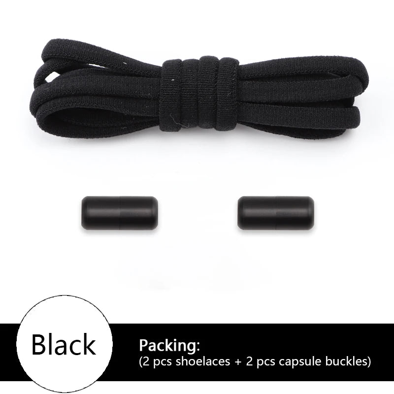 Elastic laces Sneakers Colorful Options No tie Shoelace for Sports Round Shoelaces without ties Adult Shoes Accessories