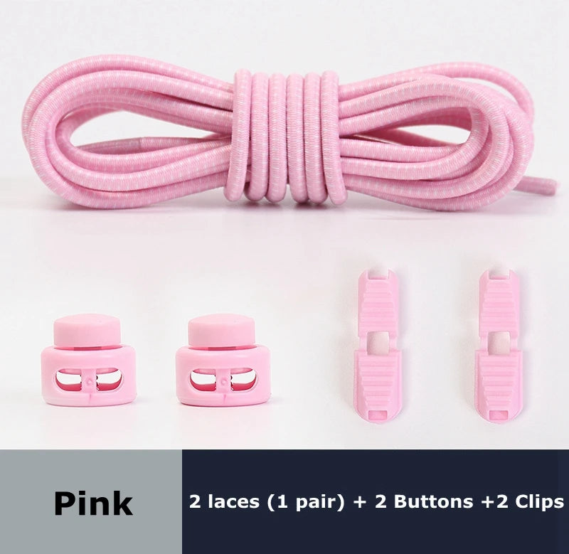 Round Shoe Laces Elastic No Tie Shoelaces Plastic Lock Suitable For All Sports Shoes Accessories Lazy Shoe Lace Rubber band