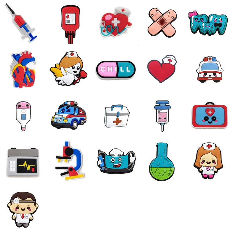 Pack Pins for Crocs Charms Shoes Accessories Dentistry Teeth Doctor Decoration Jeans Women Sandals Buckle Kids Favors Men Badges
