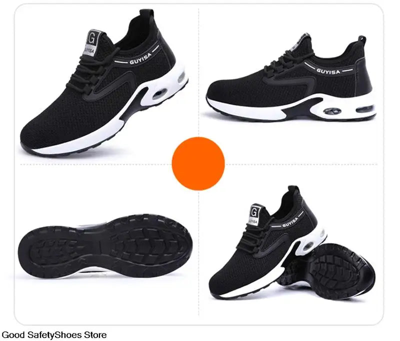 Steel Toe Safety Shoes Men Women Security Protection Work Shoes Lightweight Safety Boots Air Cushion Indestructible Shoes